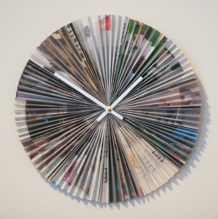 Uhr aus Zeitschriftenseiten