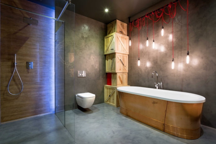 Betonwände im Badezimmer