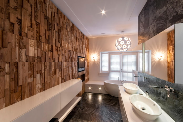 3D-Wand im Badezimmer-Interieur