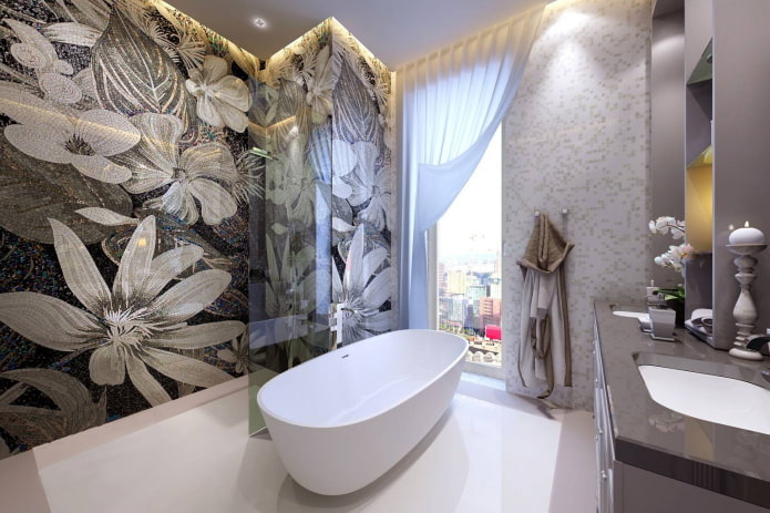 Mosaik an der Wand im Badezimmer