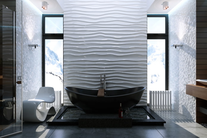 wellige Wand im Badezimmerinnenraum
