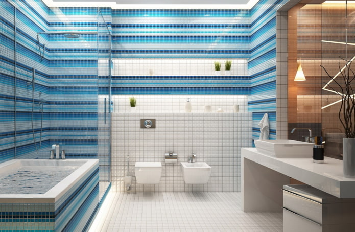 Gestreifte Wände im Badezimmer