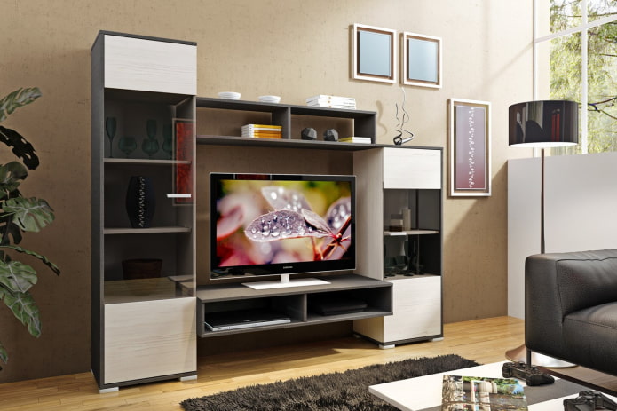 Wohnwandelement im Wohnzimmer-Interieur