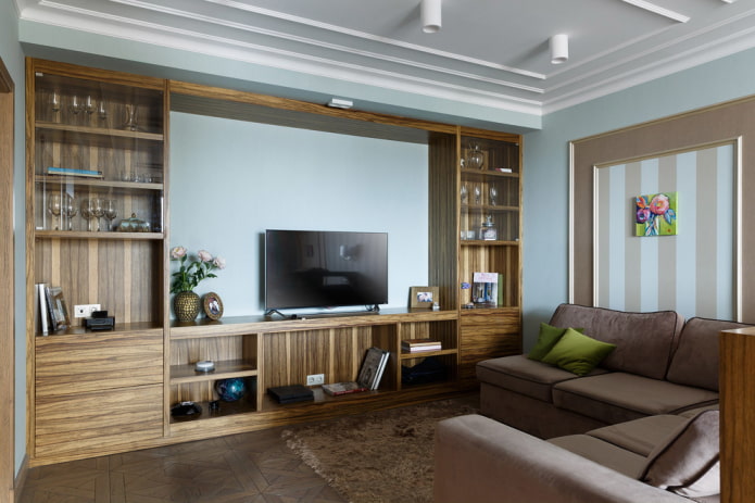 Massivholzwand im Wohnzimmer