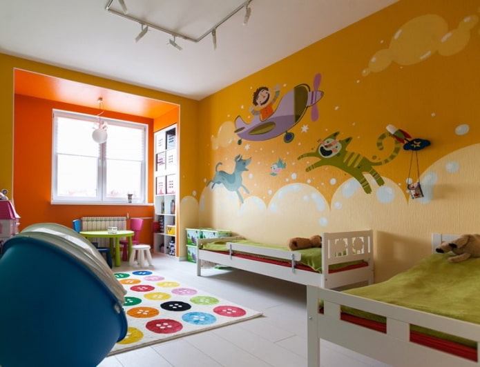 Orange Wände im Kinderzimmer