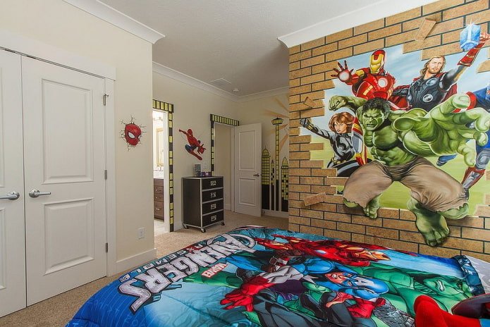 Design von Wände im Kinderzimmer eines Jungen