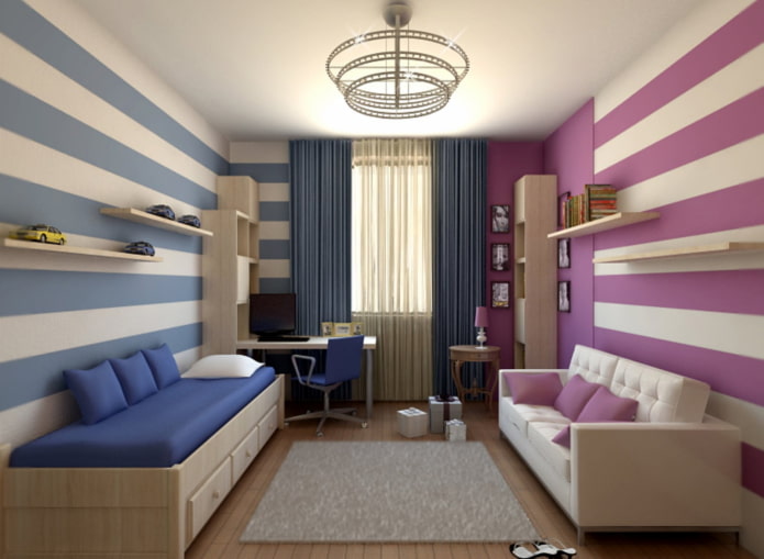 Wandgestaltung in einem Zimmer für Kinder unterschiedlichen Geschlechts