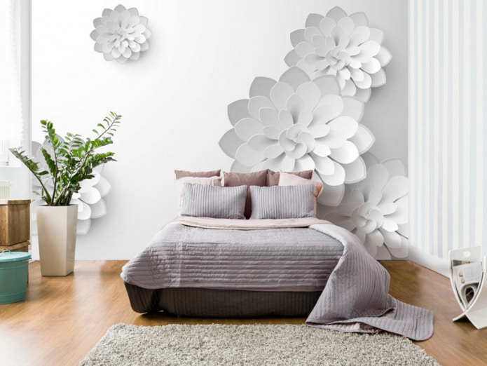 Stereoskopische Tapete im Schlafzimmer