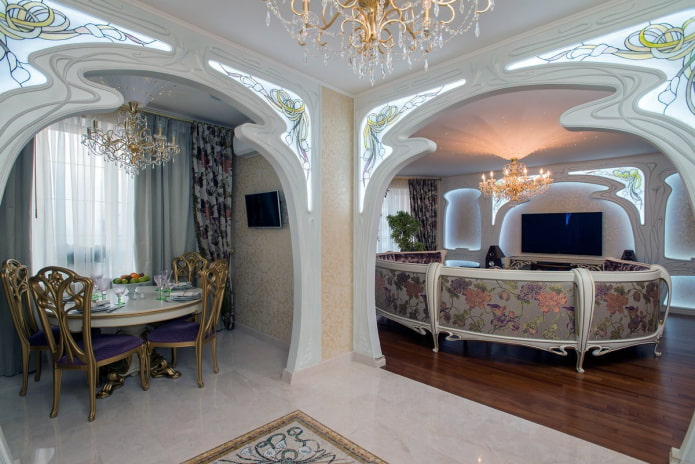 Esszimmer und Wohnzimmer im modernen Stil