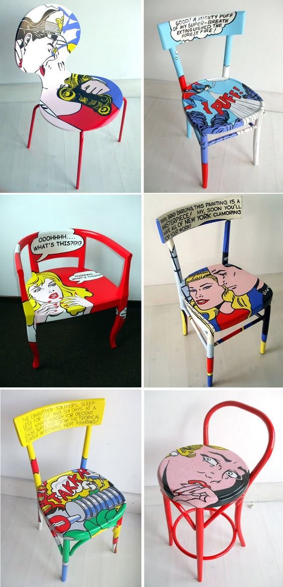 Stühle im Pop-Art-Stil