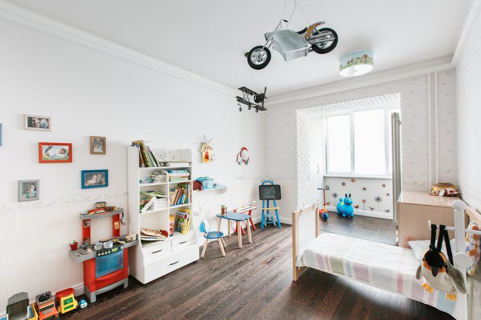 Kinderzimmer für einen Jungen im skandinavischen Stil