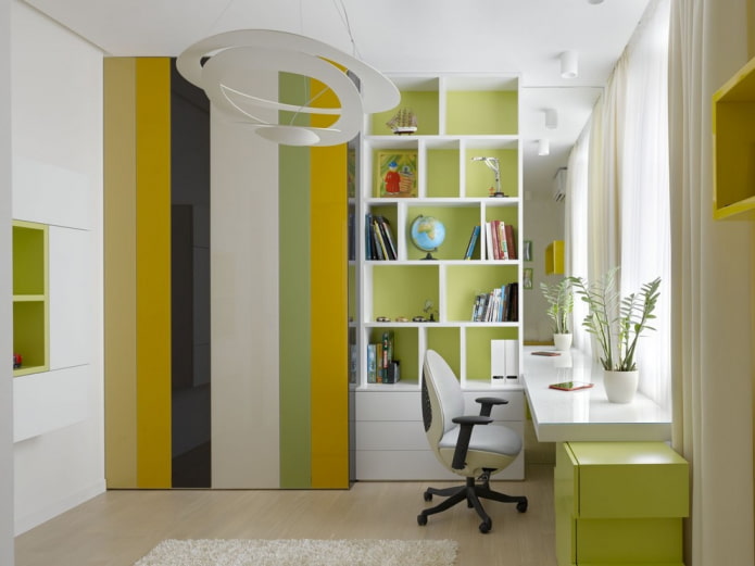 weiße Tischplatte im Jungenzimmer