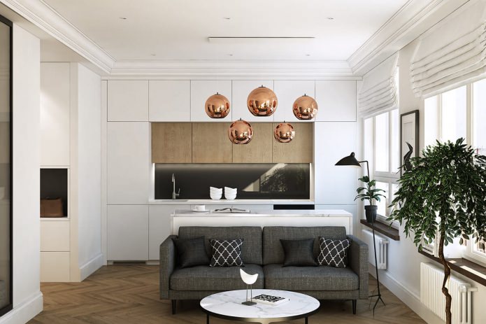 Entwurf eines kleinen Studios von 35 m²