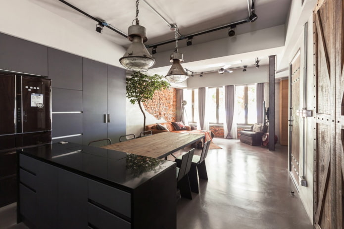Studio-Interieur im Industriestil