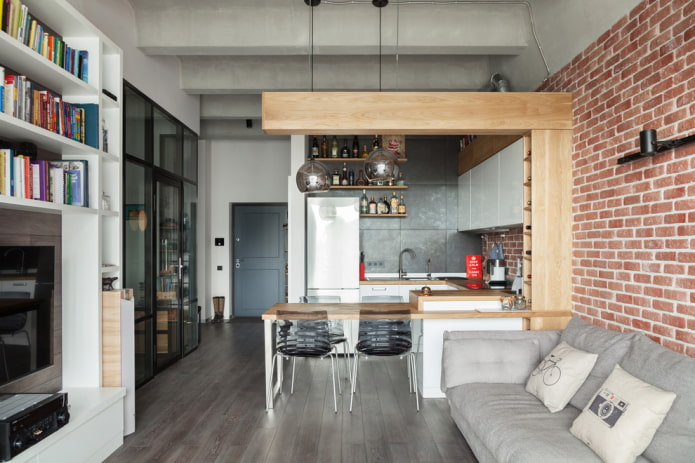 Studio-Interieur im Industriestil