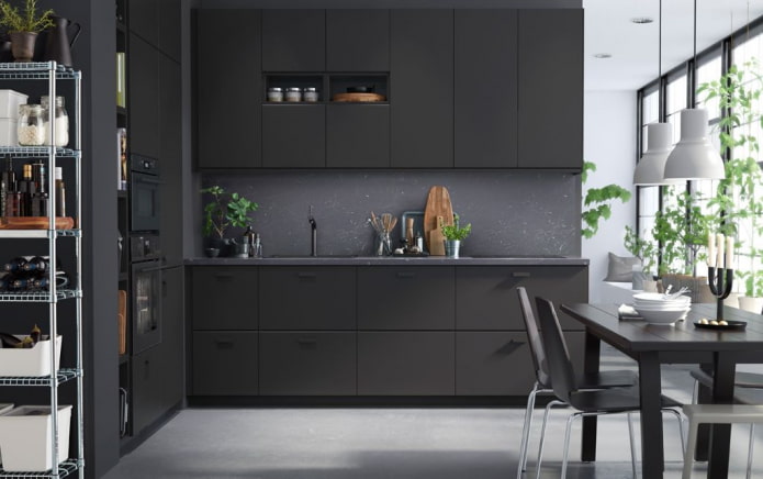 Modernes Design einer dunklen Küche