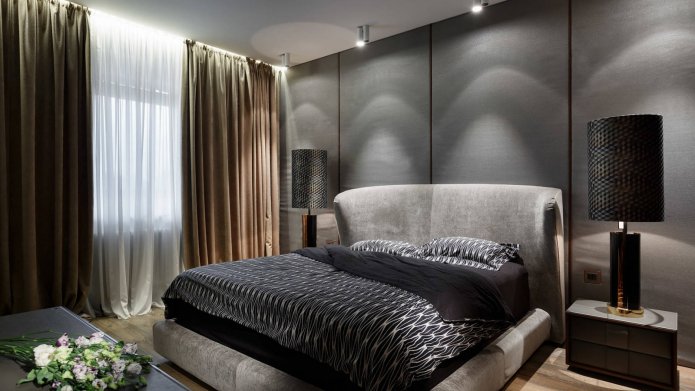 grau-beiges Schlafzimmer