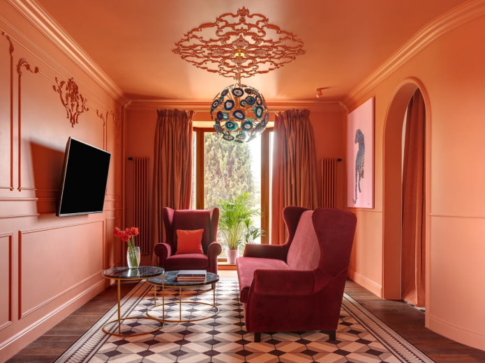 Monochromes Terrakotta-Interieur
