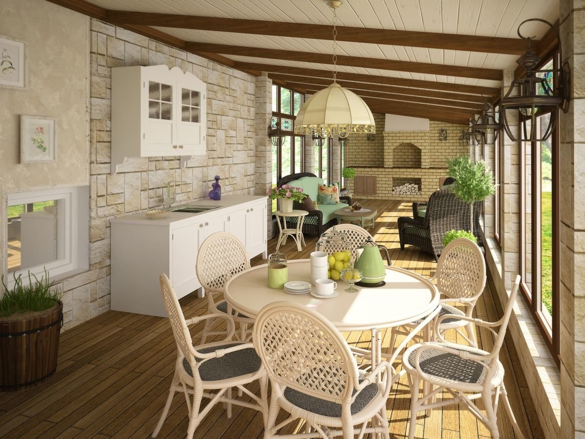 gemütliches Veranda-Interieur
