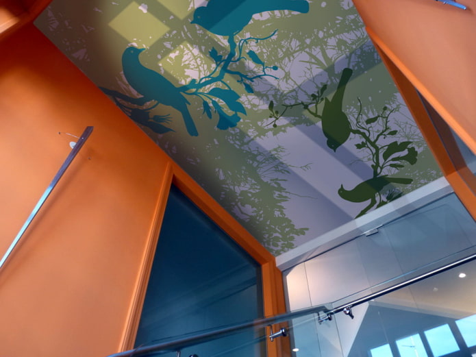 Fotodruck an der Decke im modernen Stil