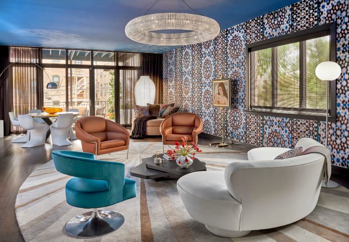 Blaue Decke im Wohnzimmer