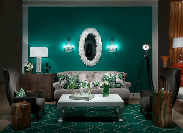 türkisfarbenes Wohnzimmer