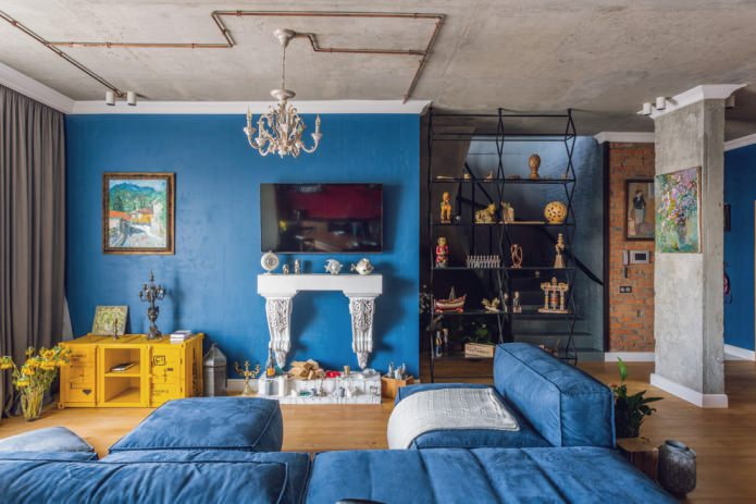 blaue Wände im Wohnzimmer