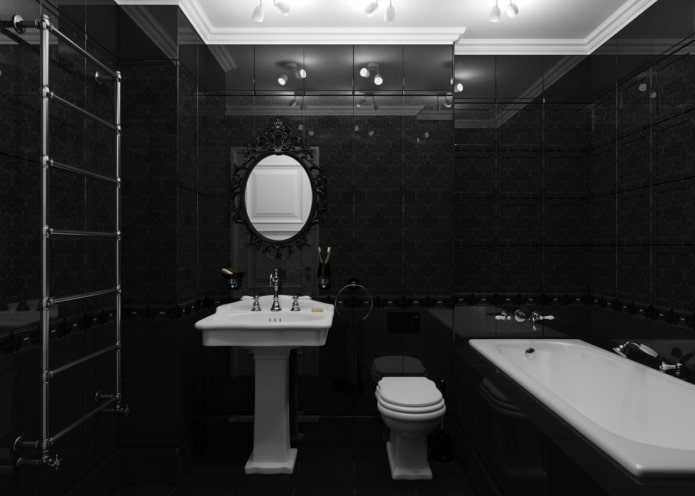 ganz schwarzes Badezimmer