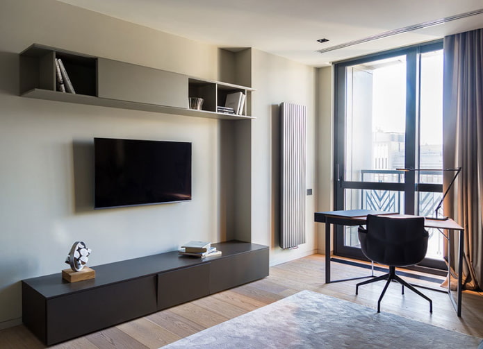 TV-Ständer in einem minimalistischen Interieur
