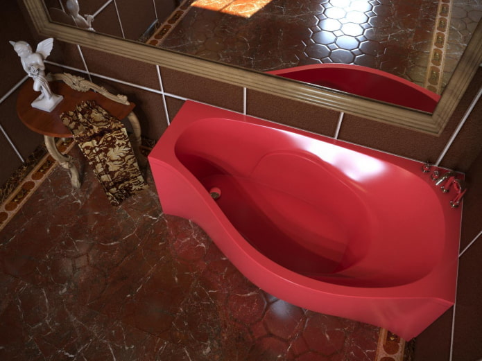 Rote Eckbadewanne