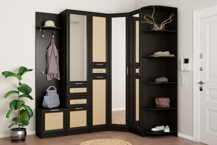 Dunkler Eckschrank