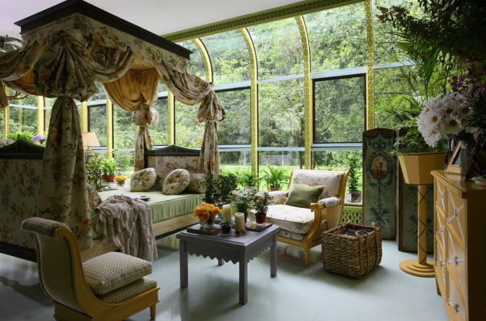 Schlafzimmer im Stil eines Wintergartens