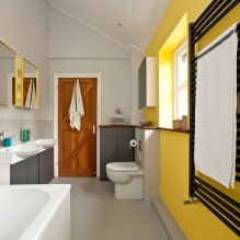 Badezimmerdesign im Dachgeschoss: Ausstattungsmerkmale, Farbe, Stil, Auswahl der Vorhänge, 65 Fotos-6