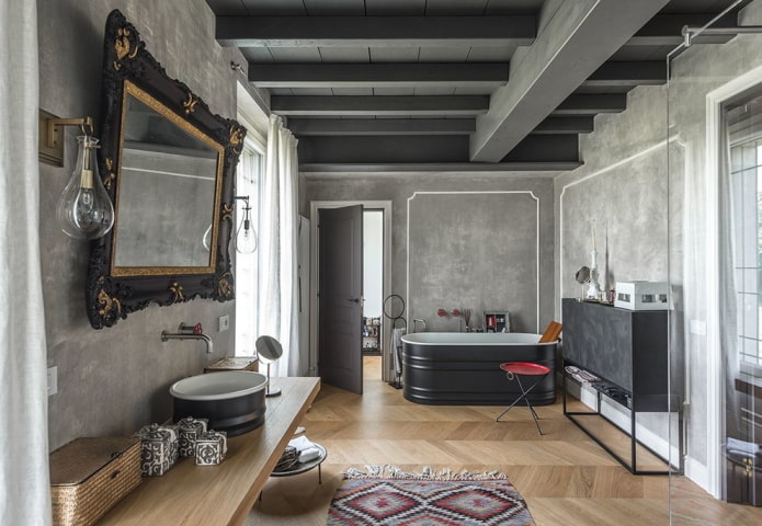 Farbschema eines Badezimmers im Loft-Stil