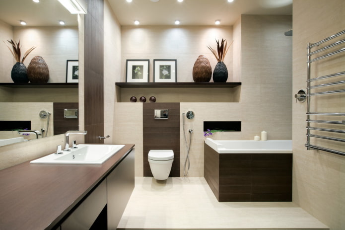 Badezimmerdekor und -beleuchtung im minimalistischen Stil