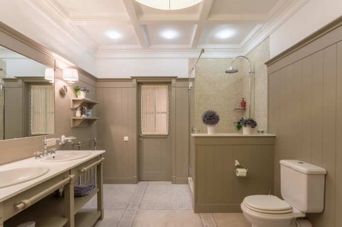 Badezimmer in warmen Grautönen
