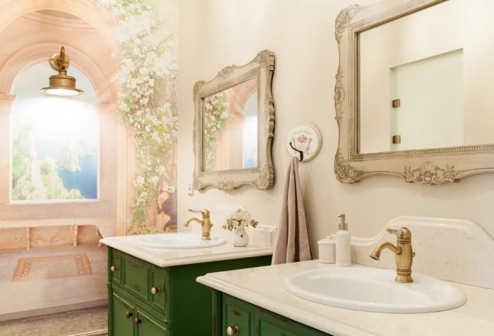Ovale Waschbecken im Provence-Stil