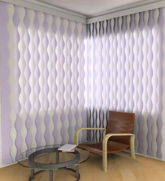 Gewellte Vertikaljalousien im Esszimmer