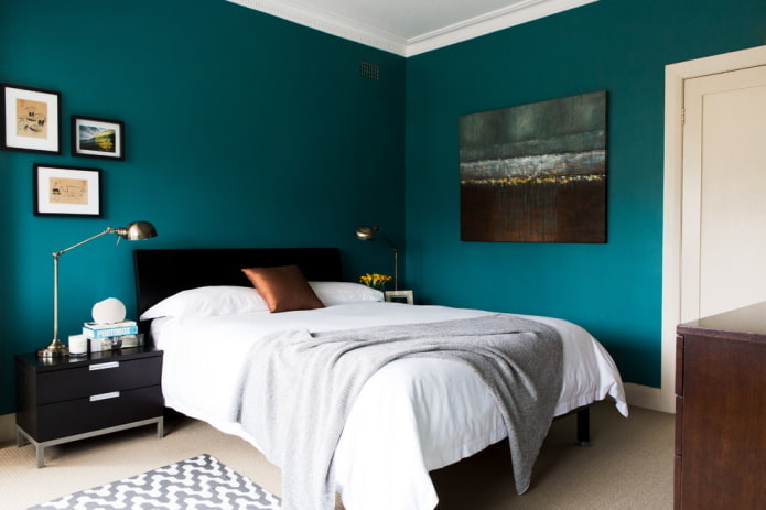 Smaragdgrünes Schlafzimmer-Interieur
