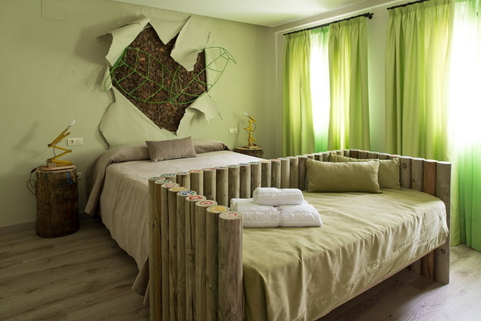 Grünes Schlafzimmer im Öko-Stil