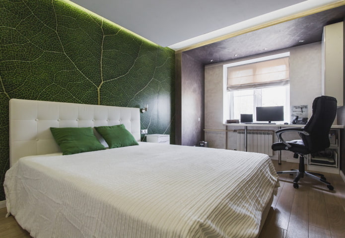 Farbkombination im Schlafzimmer in Grüntönen