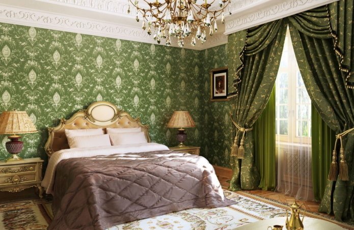 Grünes Schlafzimmer im klassischen Stil