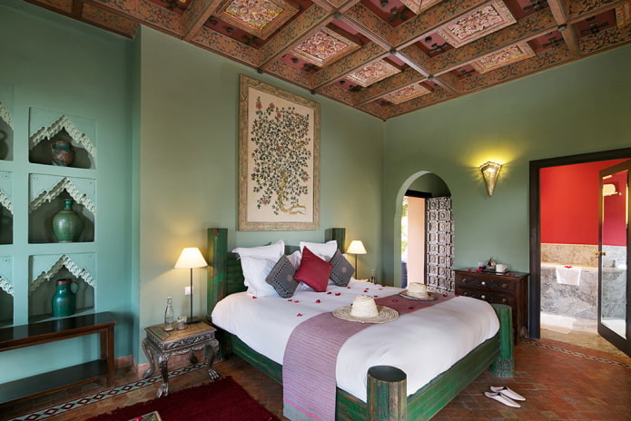 Grünes Schlafzimmer im orientalischen Stil