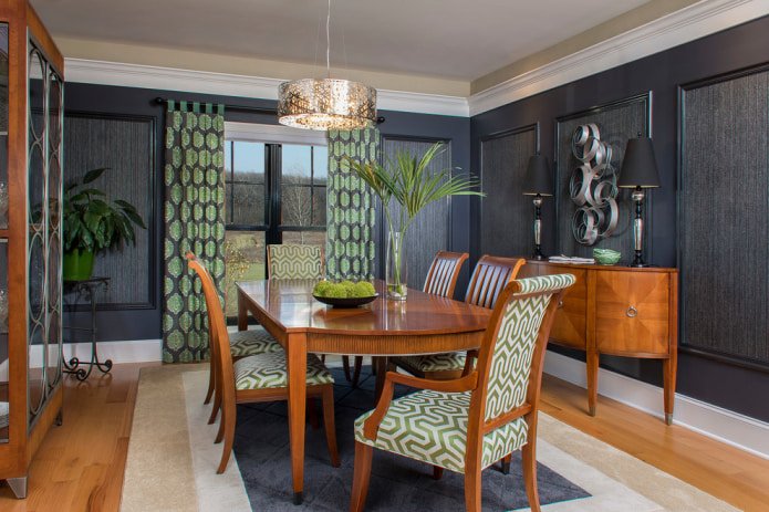 stylische Vorhänge mit Schlaufen im Esszimmer
