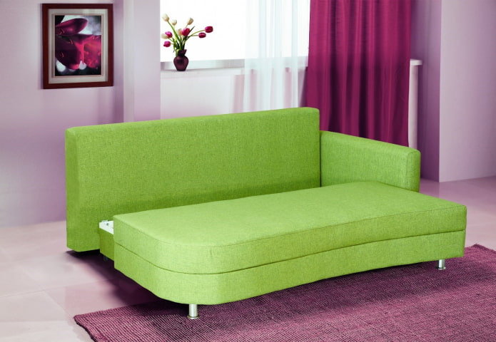 grünes Eurobook-Sofa im Innenraum