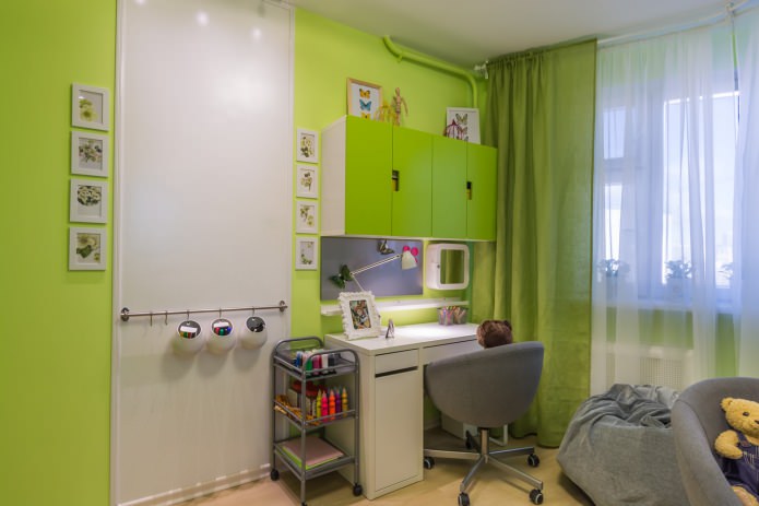 Grüne Wände im Kinderzimmer