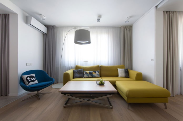 Gelbes Sofa im modernen Stil