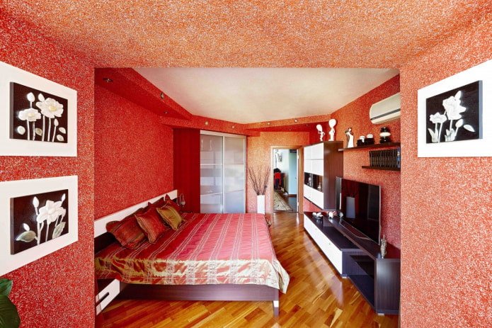 Flüssige Tapete im Schlafzimmer