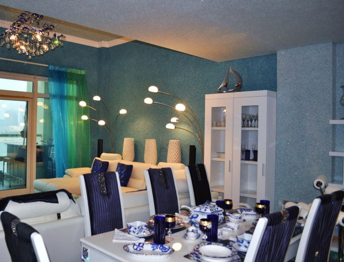 Flüssige Tapete im Wohnzimmer