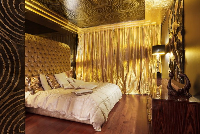 Goldenes Schlafzimmer-Interieur